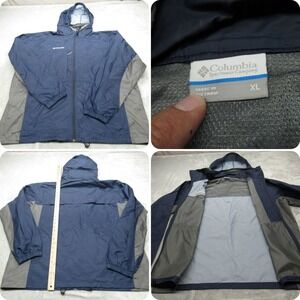 Columbia Jacket Mens XL Blue Lightweight Packable Water Resistant‎ Hooded Rain
